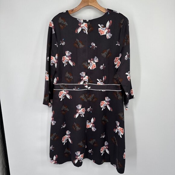 Banana Republic Womens Floral Print Dress Size 14 soft Black Pink - Picture 11 of 14